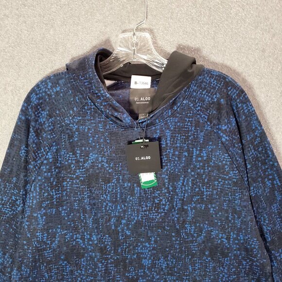 Algo Men Sweatshirt Large Blue Abstract Hoodie Fleece‎ Lightweight Pullover NWT - Picture 10 of 10